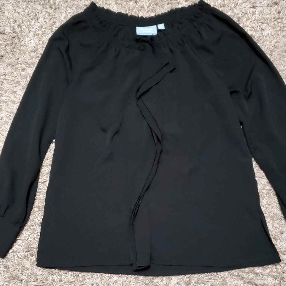 Simply Vera Wang Ruffle Black Blouse